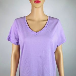 Womens Purple V-Neck Pajama Shirt Sleepwear K#29